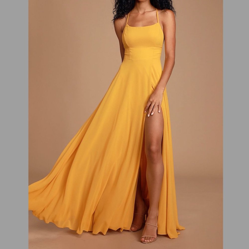 Mustard Yellow Backless Maxi Dress